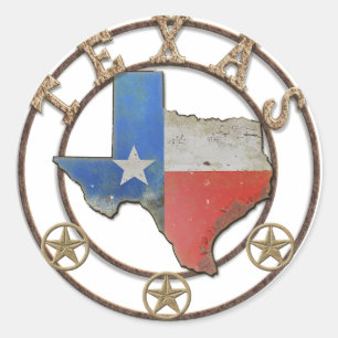 Sticker Rond Texas Map Barn Art