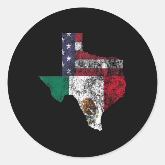 Sticker Rond Texas Mexique Drapeau Américain Cinco De Mayo Mexi (Devant)
