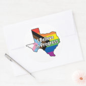 Sticker Rond Texas Pride Je crois au progrès (Enveloppe)