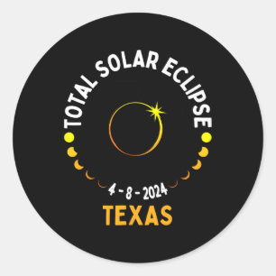 Sticker Rond Texas Solar Eclipse 2024 Partie Total États-Unis C