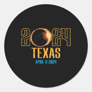 Sticker Rond Texas Solar Eclipse 2024 Totalité Avril 8 Hommes F