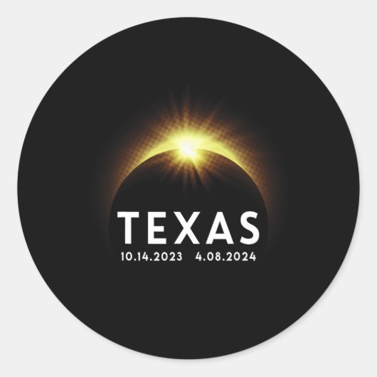 Sticker Rond Texas Solar Eclipse Annular 2023 Totalité Avril 20 (Devant)