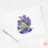 Sticker Rond Texas State Mockingbird & Bluebonnet Flower (Enveloppe)