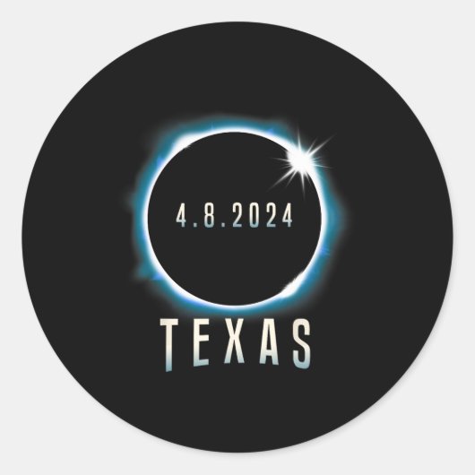 Sticker Rond Texas Total Solar Eclipse 2024 Bleu Avril 8 Hommes (Devant)