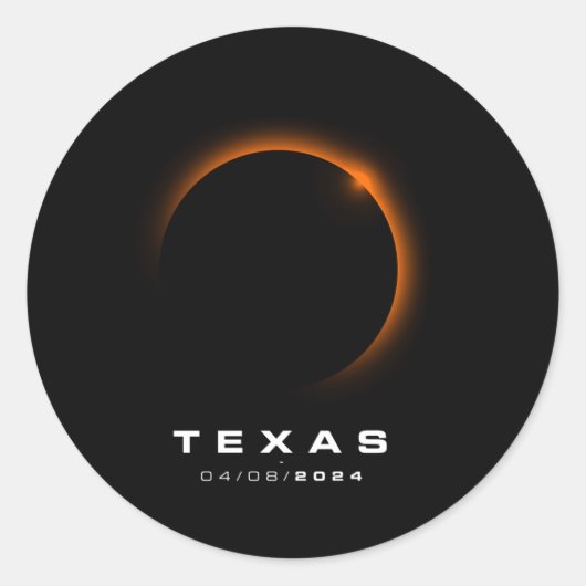 Sticker Rond Texas Total Solar Eclipse 2024 Texas Solar Eclipse (Devant)
