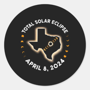 Sticker Rond Texas Total Solar Eclipse 2024 Totalité 8 avril 20