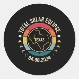 Sticker Rond Texas Total Solar Eclipse 2024 Totalité américaine