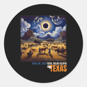 Sticker Rond Texas Total Solar Eclipse Avril 8 2024 Texas Solar