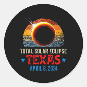 Sticker Rond Texas Total Solar Eclipse Avril 8 2024 Texas Solar