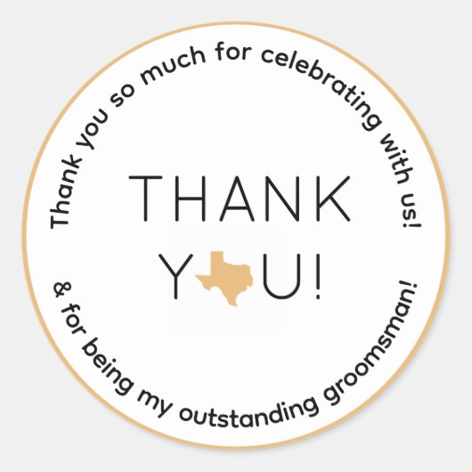 Sticker Rond Texas Wedding Party Groomsman Cadeau (Devant)