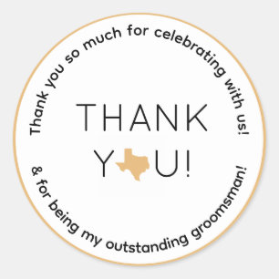 Sticker Rond Texas Wedding Party Groomsman Cadeau