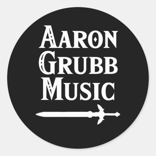 Sticker Rond Texte blanc Aaron Grubb Musique (Devant)