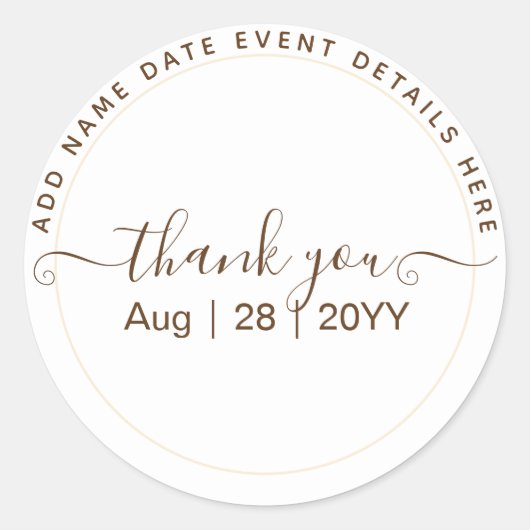 Sticker Rond Texte blanc classique uniquement Mariage ou autre (Devant)