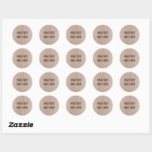 Sticker Rond Texte Brown Bois  Apparence élégante (Feuille)