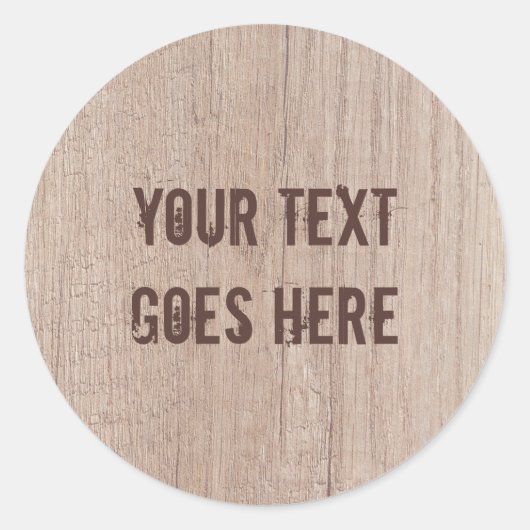Sticker Rond Texte Brown Bois Apparence élégante (Devant)