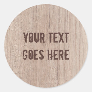 Sticker Rond Texte Brown Bois  Apparence élégante