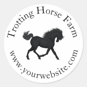 Sticker Rond Texte circulaire Cheval Noir Trotting Equestrio