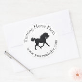 Sticker Rond Texte circulaire Cheval Noir Trotting Equestrio (Enveloppe)