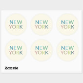 Sticker Rond Texte coloré de New York (Feuille)