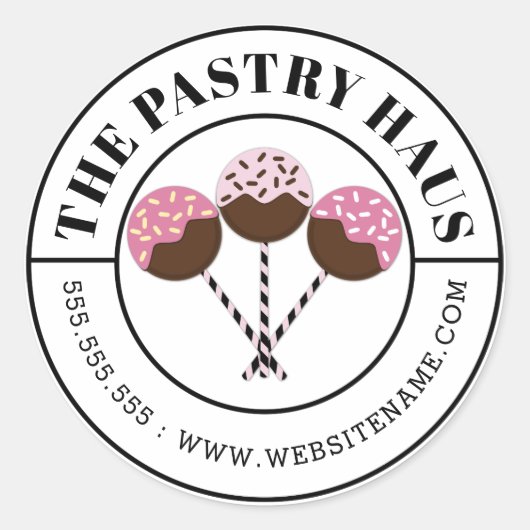 Sticker Rond Texte courbe des côtelettes de gâteau modernes (Devant)