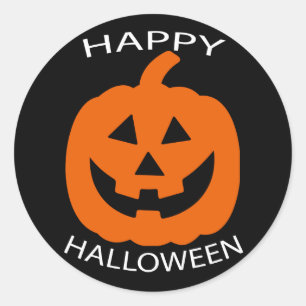 Sticker Rond Texte de courbe de Jack-o'-lantern Halloween