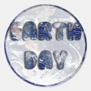 Sticker Rond Texte de jour des terres avec Arrière - plan de la