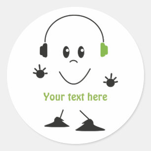 Sticker Rond Texte de musique personnalisé Caractère aux écoute