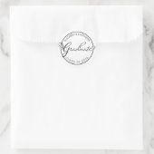 Sticker Rond Texte de script simple et élégant Diplômé Blanc | (Sac)
