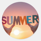 Sticker Rond Texte d'été des mains (Devant)