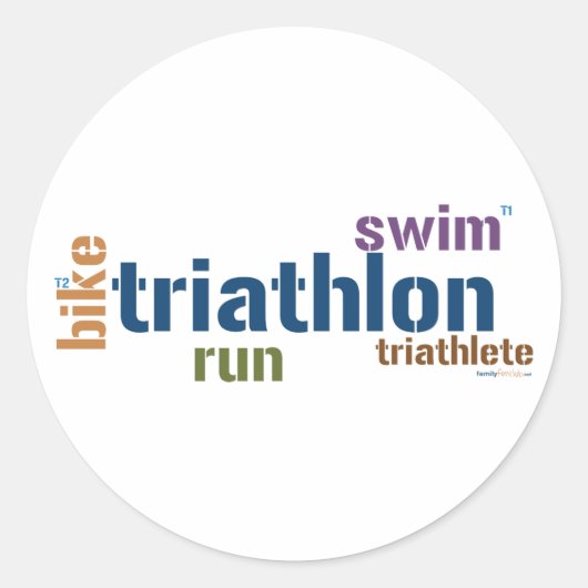 Sticker Rond Texte du triathlon (Devant)