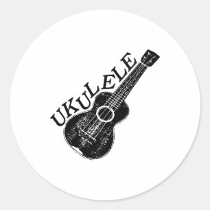 Sticker Rond Texte Et Image Ukulele