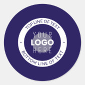 Sticker Rond Texte et logo personnalisables | Bleu foncé violet (Devant)