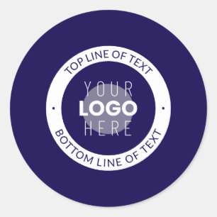 Sticker Rond Texte et logo personnalisables   Bleu foncé violet