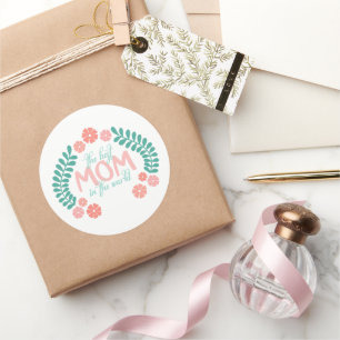 Sticker Rond Texte floral à la meilleure maman du monde