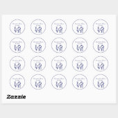Sticker Rond Texte graphique LOVE - Bleu (Feuille)