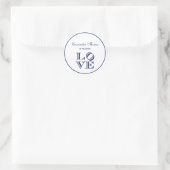 Sticker Rond Texte graphique LOVE - Bleu (Sac)