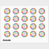 Sticker Rond Texte manuscrit en Merci Modèle coloré (Feuille)