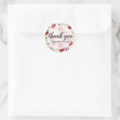 Sticker Rond Texte Merci Fleurs Bordeaux (Sac)
