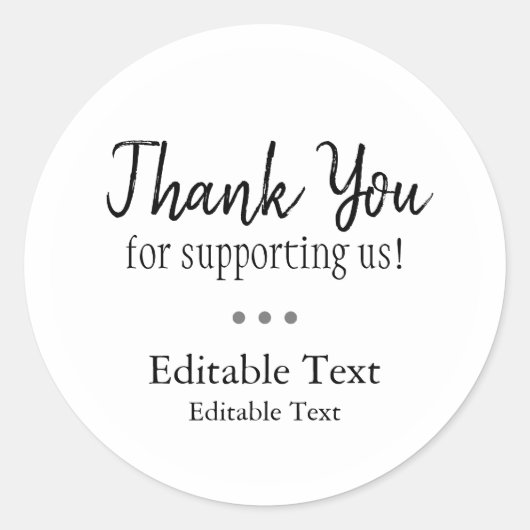 Sticker Rond Texte modifiable de l'indicateur de Merci (Devant)