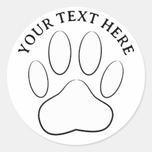 Sticker Rond Texte modifiable Empreinte de patte blanche