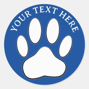 Sticker Rond Texte modifiable Empreinte de patte blanche