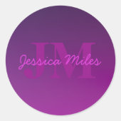 Sticker Rond Texte monogramme modifiable moderne & Ombre violet (Devant)