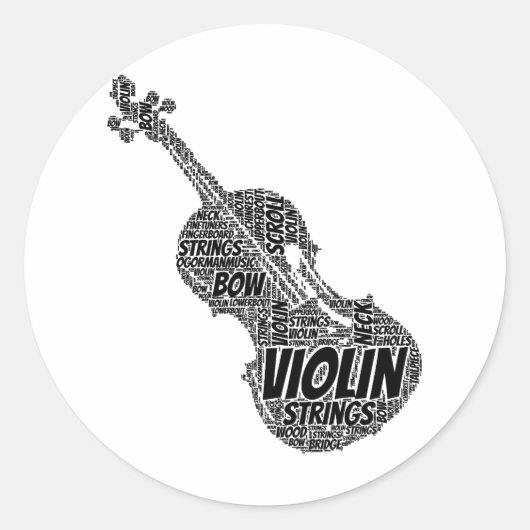 Sticker Rond Texte noir en forme de violon (Devant)