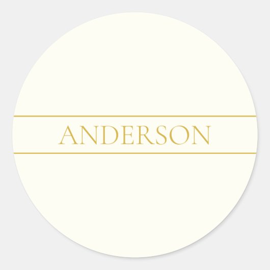 Sticker Rond Texte personnalisable simple et élégant | Or blanc (Devant)