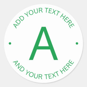Sticker Rond Texte personnalisable simple   Vert et blanc
