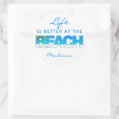 Sticker Rond Texte personnalisé BEACH (Sac)