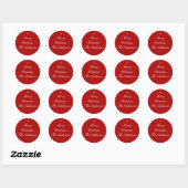 Sticker Rond Texte personnalisé chic rouge Joyeux Noël (Feuille)