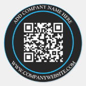 Sticker Rond Texte personnalisé de code QR noir blanc classique (Devant)