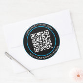 Sticker Rond Texte personnalisé de code QR noir blanc classique (Enveloppe)
