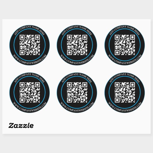 Sticker Rond Texte personnalisé de code QR noir blanc classique (Feuille)